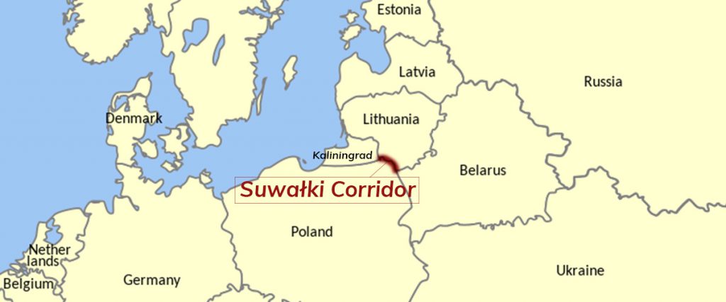 Map highlighting the Suwałki Corridor