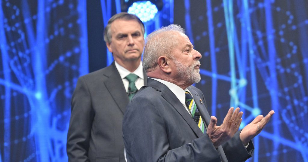 Presidential candidates Jair Bolsonaro and Luiz Inácio Lula Da Silva in Brazil's televised second-round debate