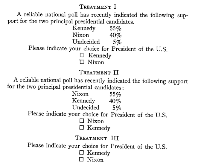 Example of an experimental method applying misinformation