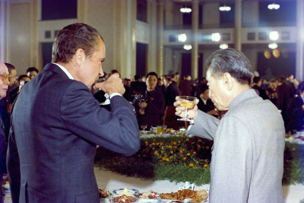 President Nixon and Premier Zhou Enlai toast at a state dinner in Beijing, February 25, 1972 by manhai