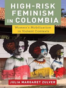 Book cover with title, author name and graffiti art of three women on a building